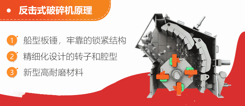 反擊式破碎機(jī)：進(jìn)料粒度：0-700mm 生產(chǎn)能力：70-400噸/時 進(jìn)料口尺寸：730-2030mm
